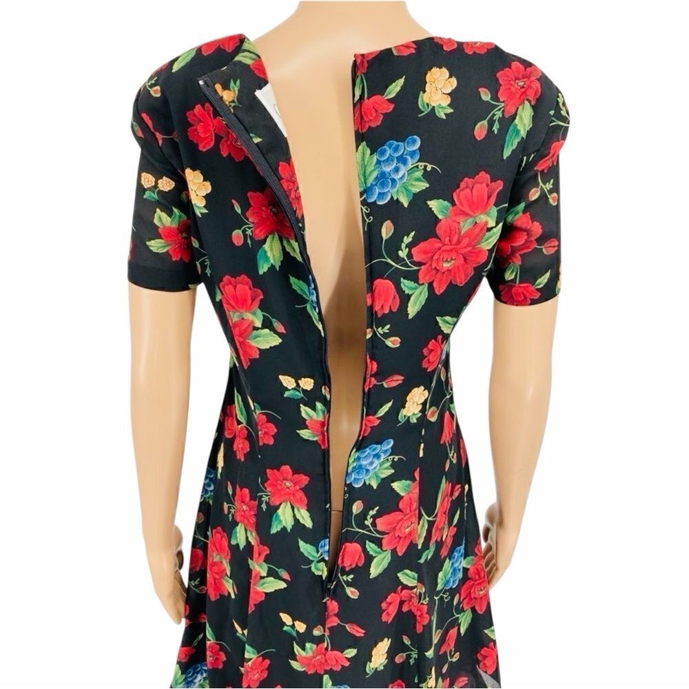 Olivia Rose Floral & Grape Overlay Dress Size 10M - Picture 6 of 8